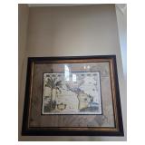 Large Framed Old World Hemisphere Map Print
