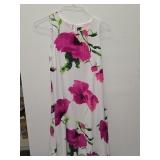 Elegant White Dress with Pink & Purple Floral