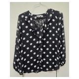 Chic Black & White Polka Dot Ruffle Blouse