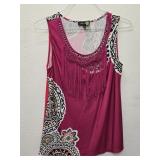 Elegant Berry Magenta Paisley Panel Sleeveless