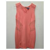 Elegant Coral Pink Sleeveless Dress with Lace