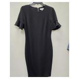 Calvin Klein Black Short Ruffle-Sleeve Sheath