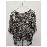 Chic Leopard Print V-Neck Hi-Low Blouse
