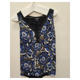 Express Blue & Earth-Tone Floral Lace-Up Tank