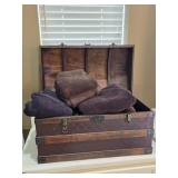 Vintage Style Wooden Domed Treasure Chest