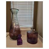 Large 24' Hand-Blown Purple & Amber Art Glass