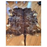 Authentic Brindled Cowhide Rug with Longhorn