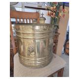 Vintage Brass Lion Head Planter Cachepot Bucket