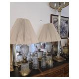 Pair Vintage Hollywood Regency Crystal Table Lamps