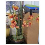 Potted Faux Orange Orchid & Fisher Price Seat