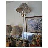 Vintage Hollywood Regency Brass Acrylic Floor Lamp