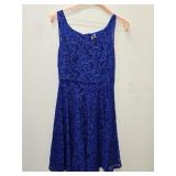 Elegant Royal Blue Sleeveless Lace Overlay Dress