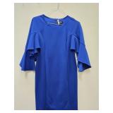 Elegant Royal Blue Flutter-Sleeve Shift Dress -