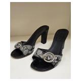 Coach Signature Jacquard Canvas Heeled Mule