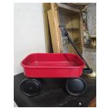 Vintage Red Metal Wagon Pull Cart