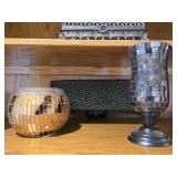4-Piece Mosaic Glass Candle Holder, Textured