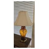 Vintage-Style Amber Swirl Art Glass Table Lamp