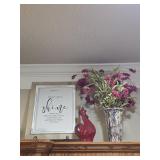 Scripture Art, Ceramic Rooster, & Faux Floral