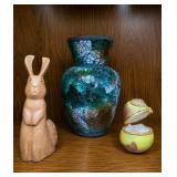 3-Piece Decorative Glass & Ceramic Art Lot