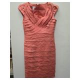 Elegant Coral Pink Multi-Tiered Textured Dress -