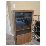 Wood Media Cabinet with Glass Door & Storage