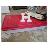 Rolling Storage Tote with Holiday Decor Accents