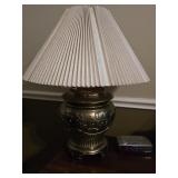28' Ornate Embossed Brass Table Lamp & Digital