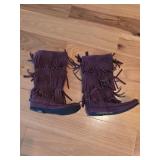 Minnetonka Women's Fringe Suede Moccasin Boots -