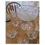 28 Piece Vintage Crystal Punch Bowl Set with Cups