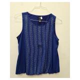 Alex Marie Royal Blue Beaded Sleeveless Blouse -