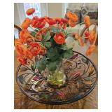 Faux Orange Ranunculus Floral Arrangement in