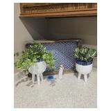 Matching Set of 2 Ceramic Planters on Legs