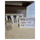 Denim Canvas Wall Art & Glass Accent