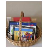 Vintage Children's Books & Woven Wicker Basket Lot
