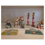 Ceramic Snow Village House, Bear Figurines