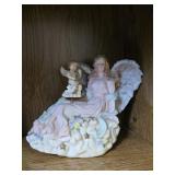 Porcelain Angel Figurine & Ceramic Bird Decor
