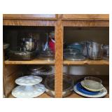 Wooden Kitchen Cabinet / Hutch Contents - Pyrex,