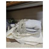 Assorted Linens Lot - Fringe Throw Blanket