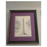 Framed San Jacinto Monument Architectural Sketch