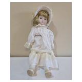 Vintage Victorian Porcelain Doll in White Dress