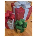 Lighted Christmas Present Gift Box Decor Set of 3