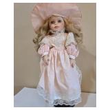 Vintage Porcelain Collector Doll in Pink Dress
