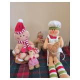 Pair of Whimsical Fabric Christmas Figures -