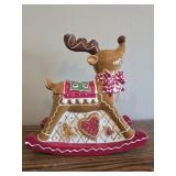 Gingerbread Reindeer Ceramic Cookie Jar Figurine