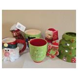 6 Pc Christmas Mug Planter & Decor Collection Set