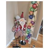 Large Christmas Decor Lot Santa Sign Tree Sleigh