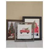 Set of 3 Framed Christmas Wall Art Prints Decor