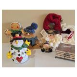 8 Pc Christmas Decor Lot Santa Snowman Gingerbread