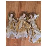 Set of 3 Victorian Angel Christmas Tree Toppers