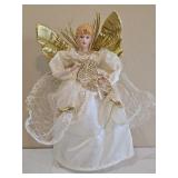 Victorian Angel Tree Topper w/ Gold Harp Decor